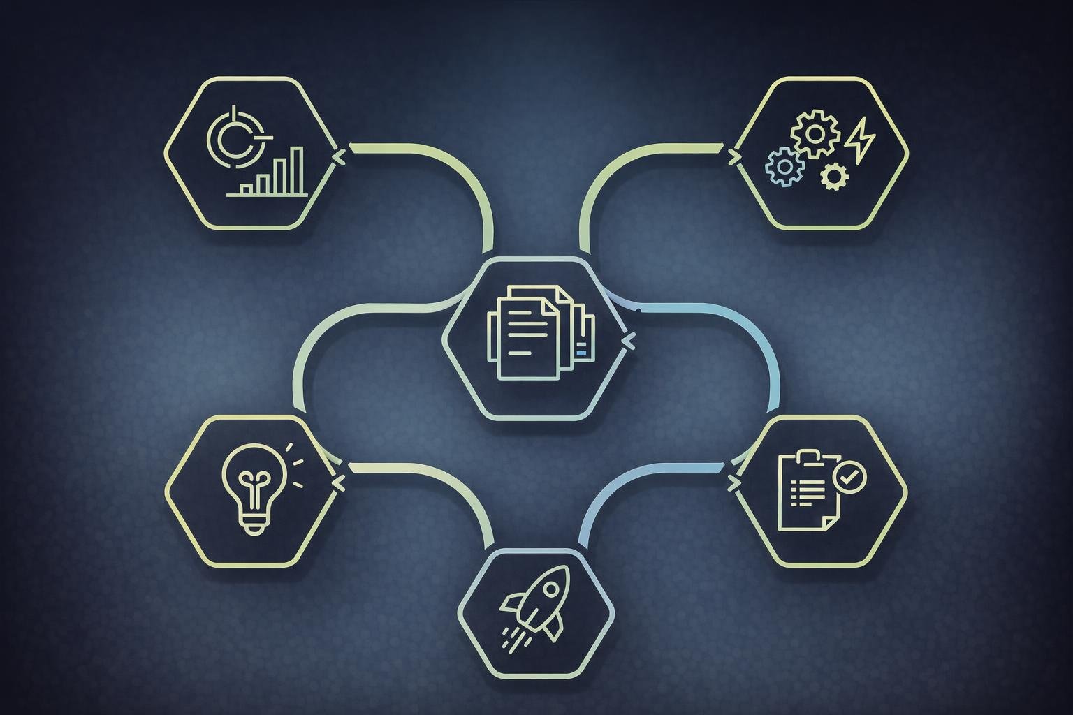 Illustration of startup founders and developers planning product screens, code, and launch tasks