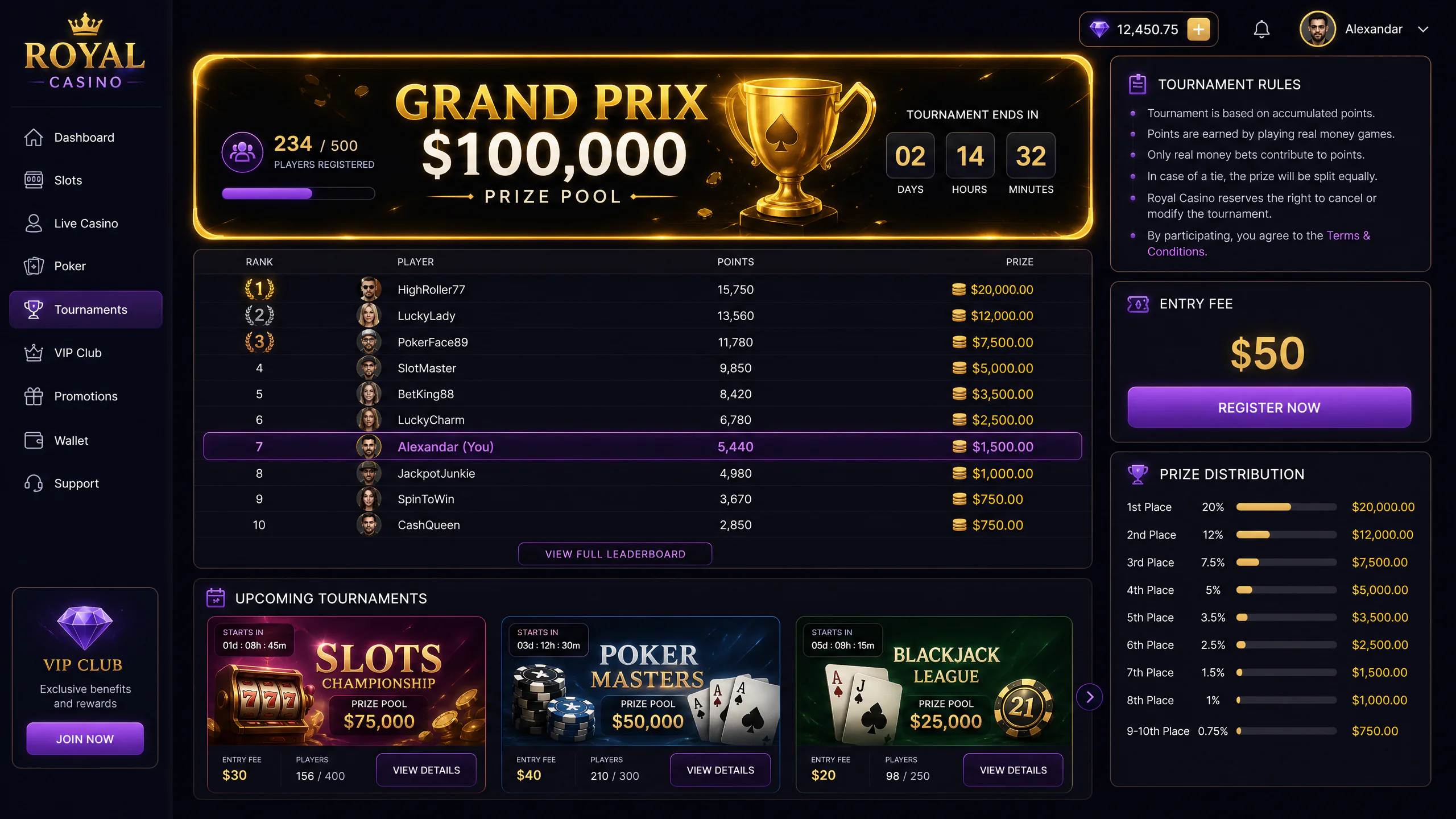 Cocoroza Web UI - Tournaments