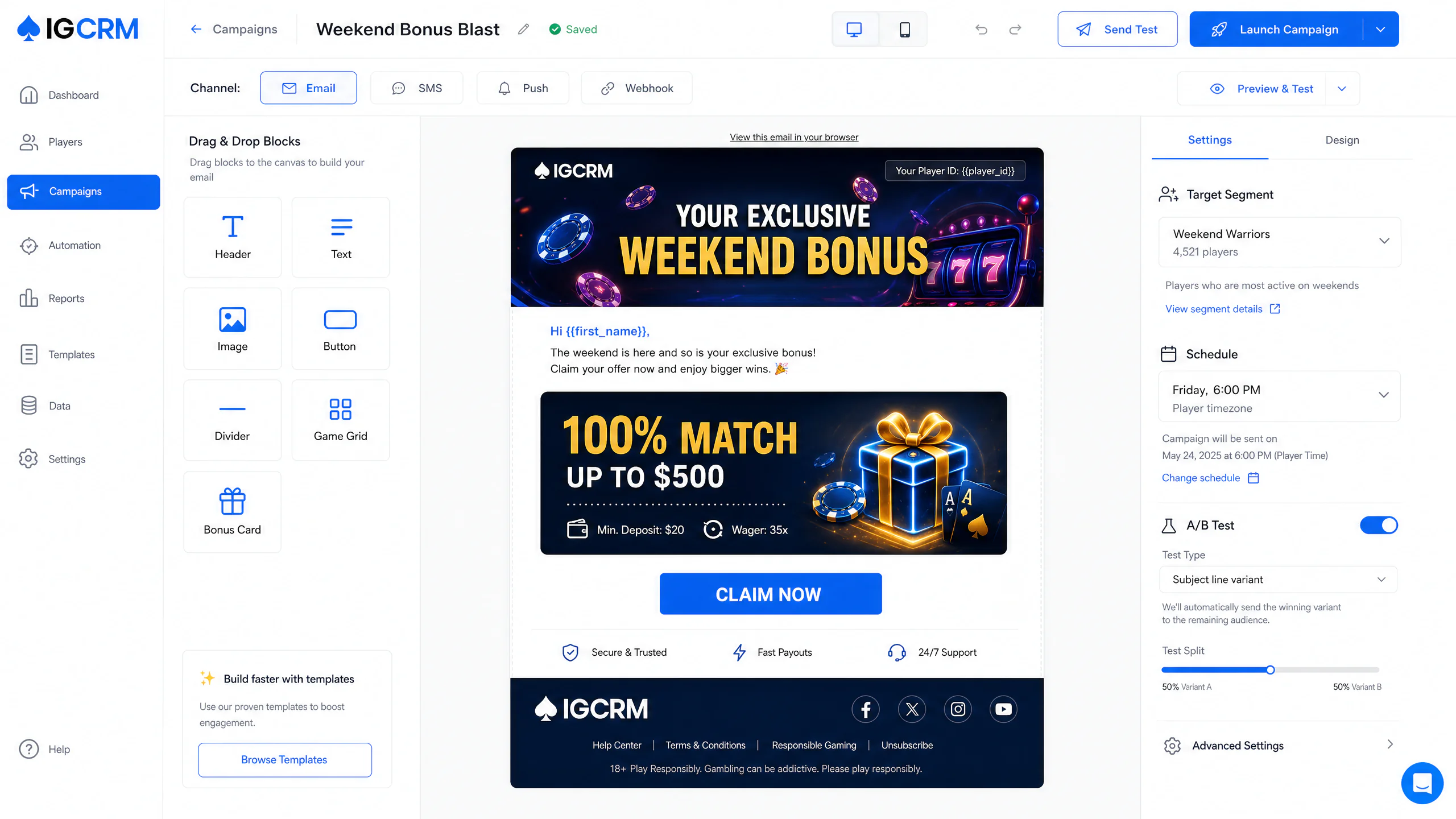 IGCRM Multi-Channel Campaign Builder