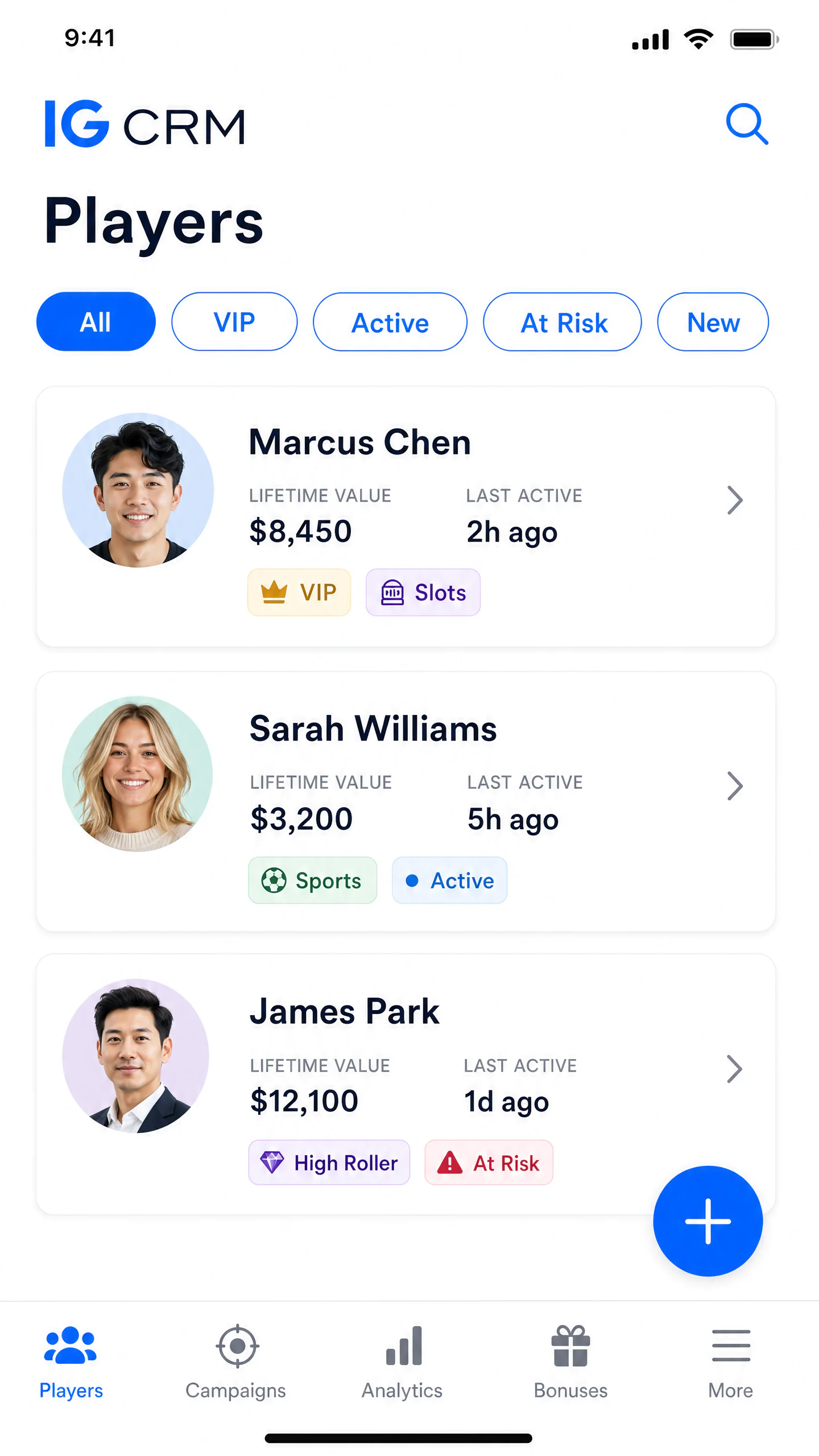 IGCRM Mobile App - Player Management