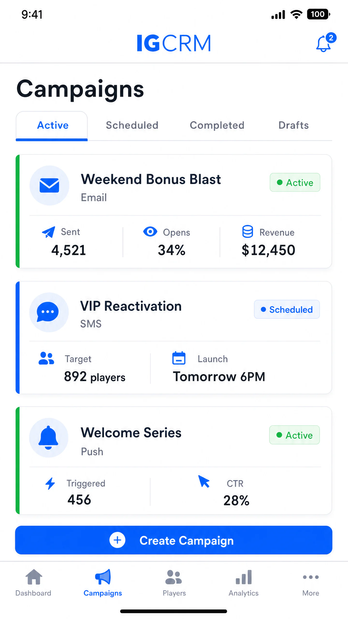 IGCRM Mobile App - Campaigns