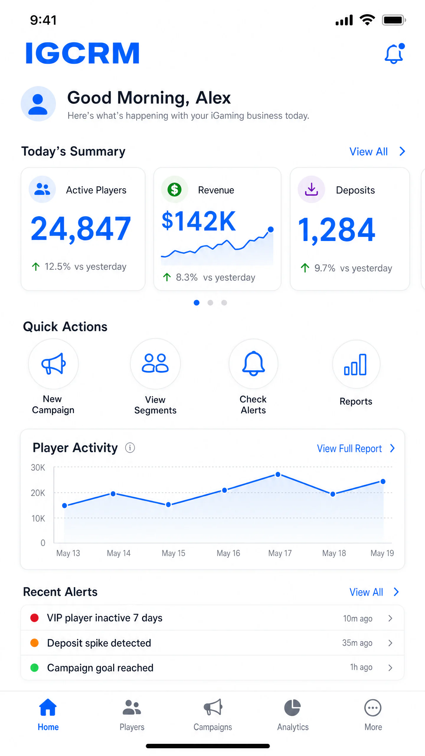 IGCRM Mobile App - Dashboard